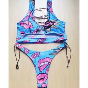 Pineapple Bikini for big boob Women Lace Up Swimwear Thong bikini set two pieces Swimsuit Bathing Suit female (Option: XL-Lips)
